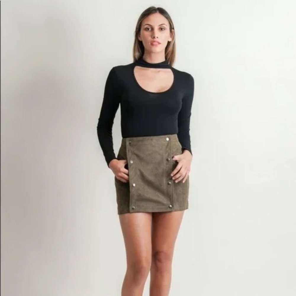 Six. Crisp. Days. | Vegan Leather olive Mini Skirt